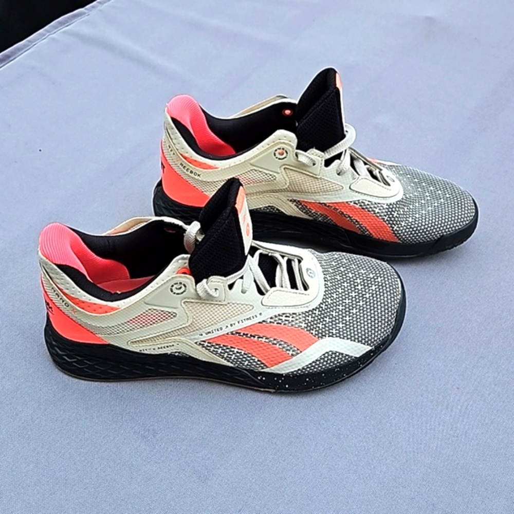 Repost-Reebok Mens Nano X Sneakers Shoes White/Black Cross Training Lace Up
